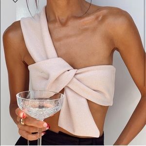 Princess Polly tan sparkly wrap top